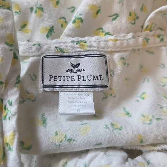 Petite Plume White And Yellow Lemon Citrus Ruffle Button Tank Dress Nightgown - Picture 9 of 10